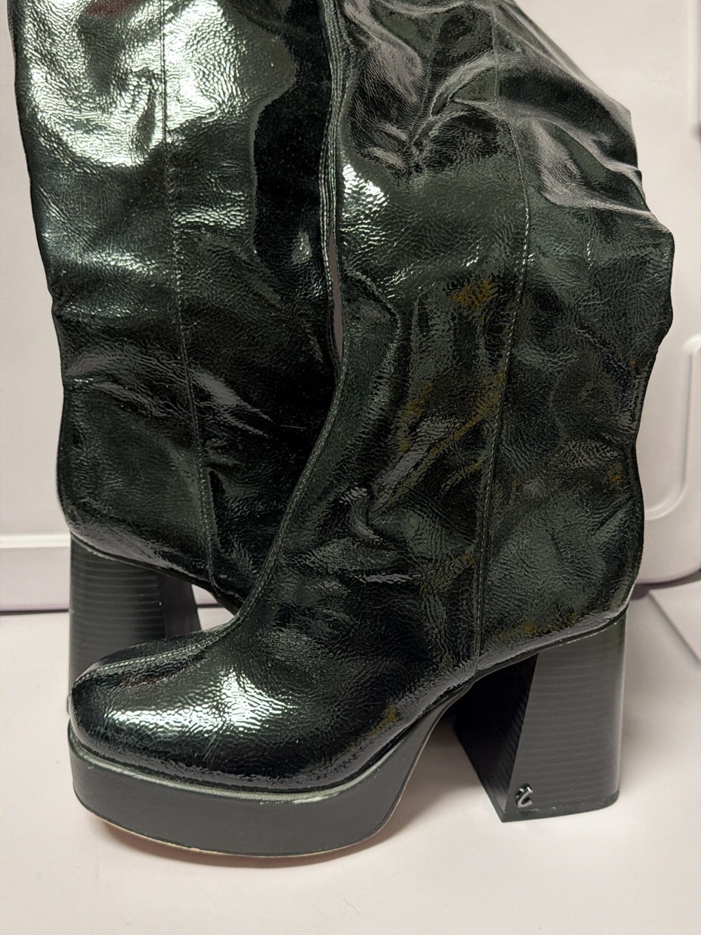 Circus by Sam Edelman Shiny Black Platform Knee-High Boots